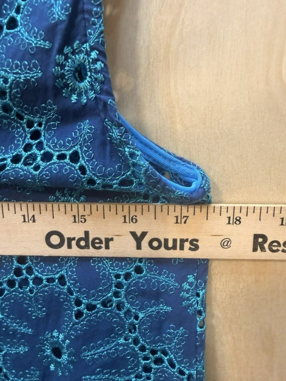 Save The Queen Italy Teal & Blue Eyelet Cotton Midi Dress Belted Boho Size M - Picture 16 of 16